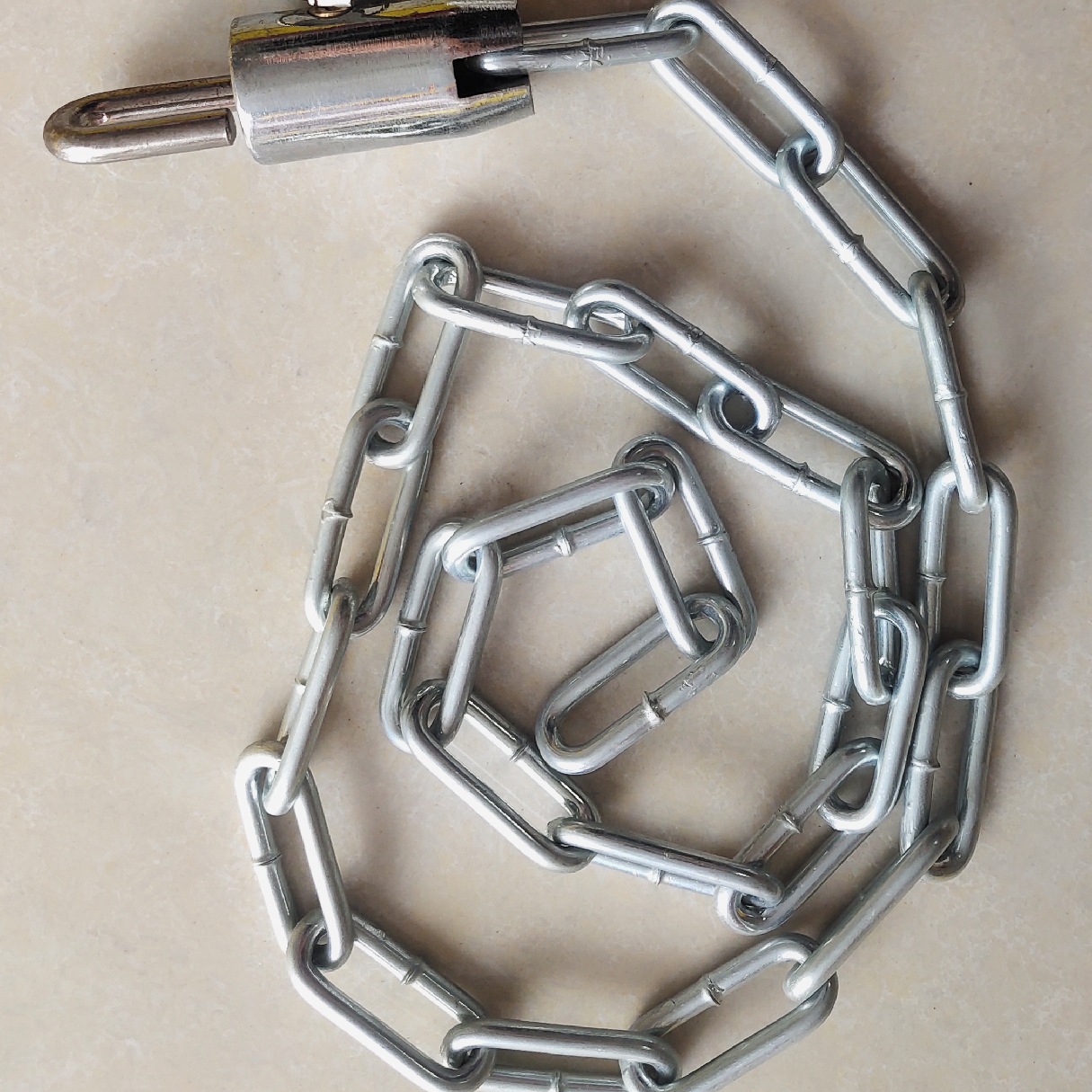 镀锌链条锁批发加粗摩托车锁电动车防撬链多规格圆头圆链条锁