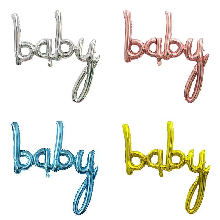 小写连体字母baby铝膜气球宝贝英文字母铝箔气球派对装饰求婚气球