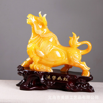 运势如虹沙金牛摆件创意树脂工艺礼品招财镇宅办公室桌面摆件批发