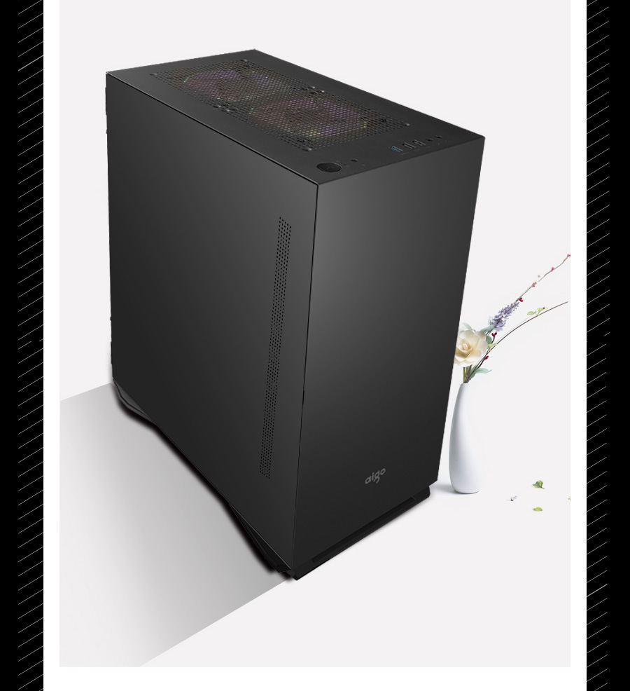 爱国者yogo m2小型机箱炫酷少女游戏水冷侧透中塔台式电脑小机箱