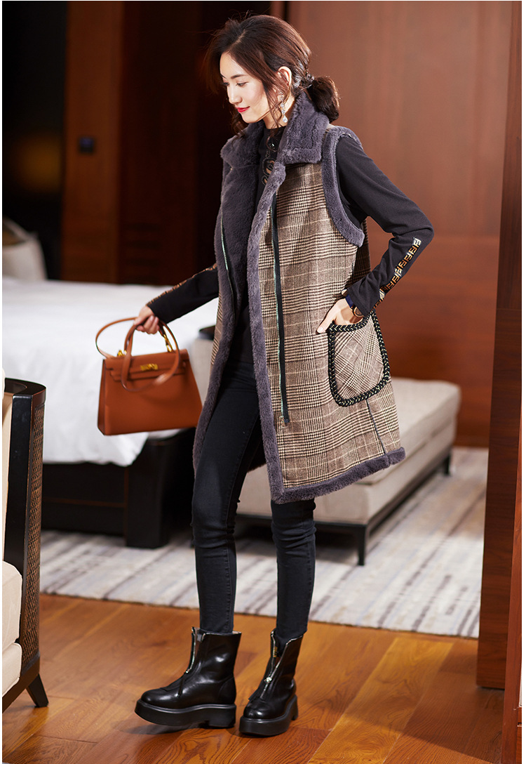 大码女装2020新款冬装呢子大衣加绒加厚减龄毛呢马甲外套胖mm显瘦