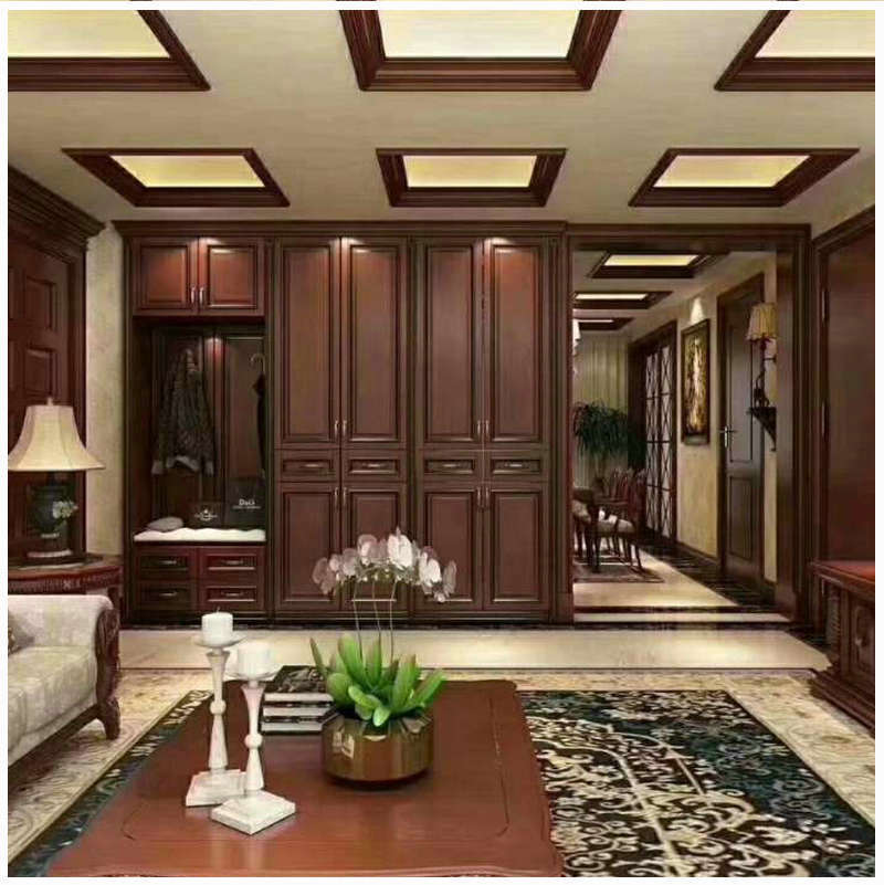 全屋定制实木衣柜 后现代轻奢家具定做 木质衣橱衣服整理收纳柜