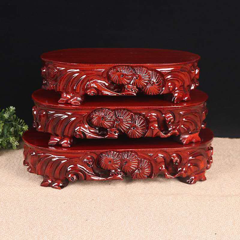 w)b035玉奇石底座实木可挖槽花盆景摆件底座长方椭圆形石头座