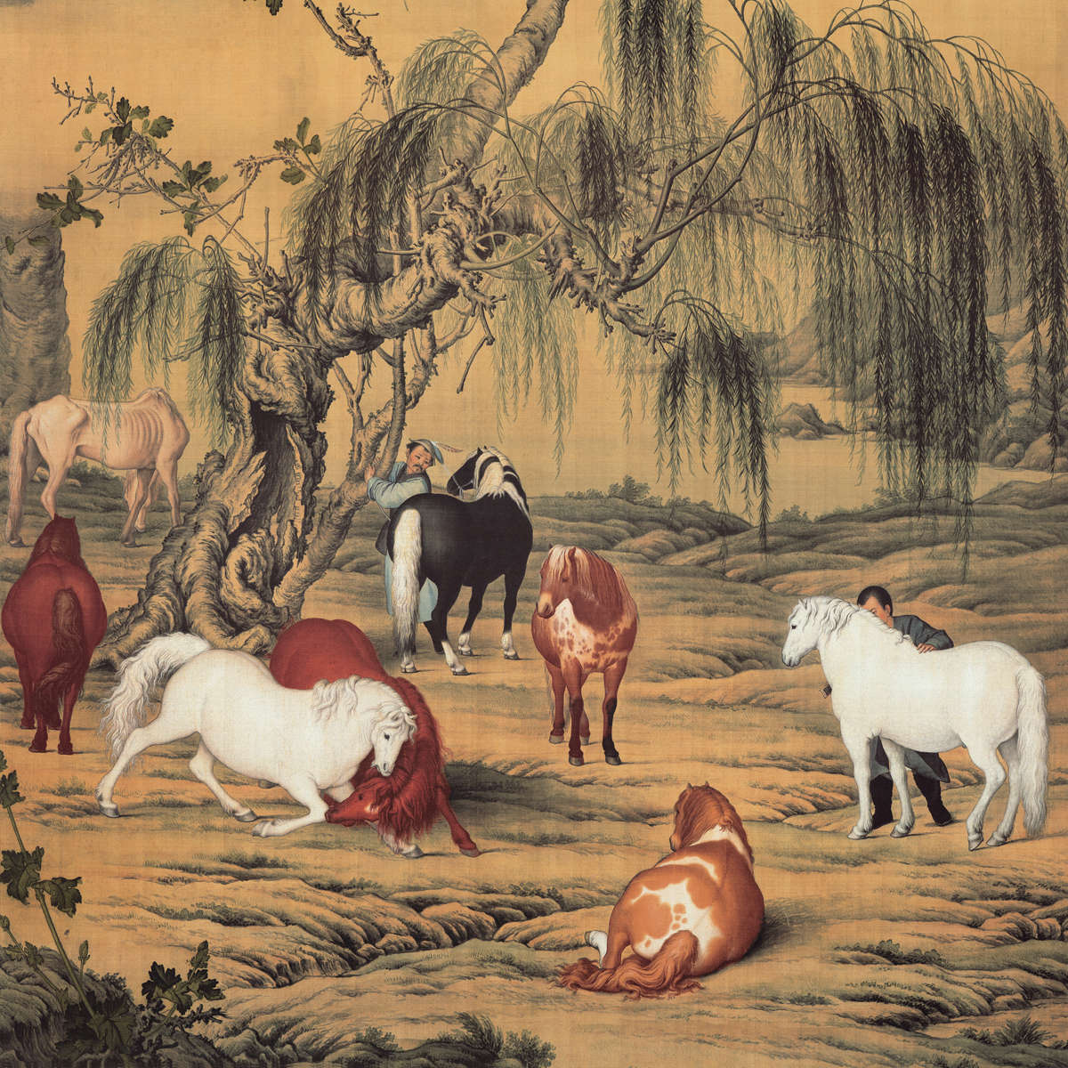 宣纸打印八骏图郎世宁大幅国画定制高清复制画芯批发宣纸绢布输出