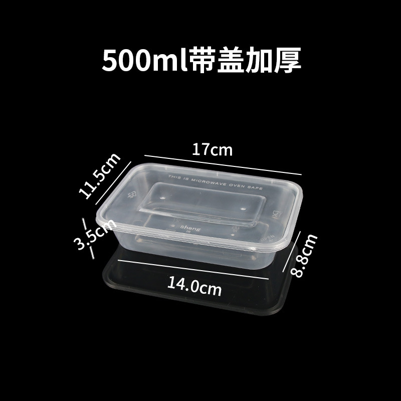 Disposable to-Go Box Takeaway Fast Food Lunch Box Rectangular Transparent Plastic Lunch Box 500ml/1000ml Lunch Box