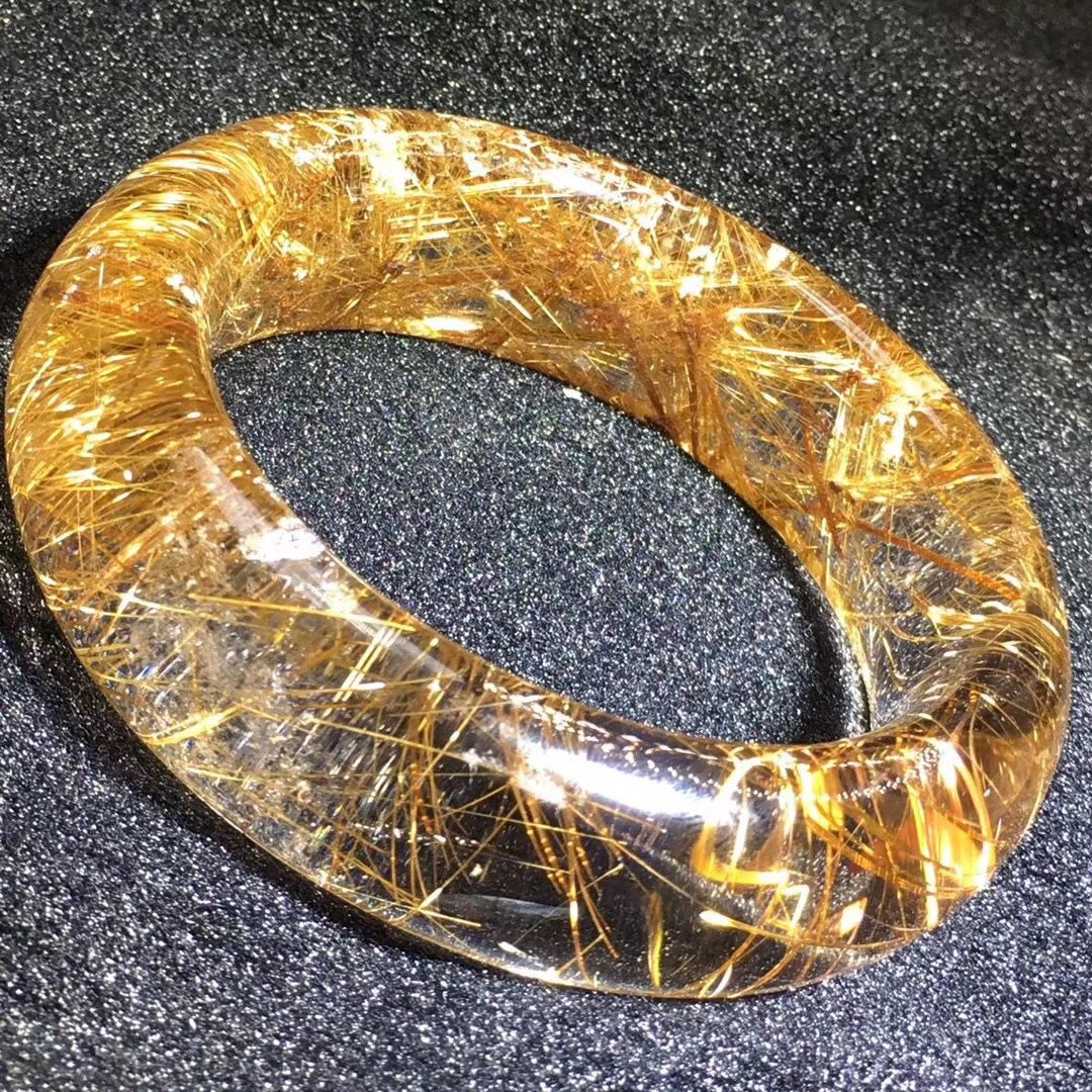 天然钛晶顺发发晶 钛晶板钛金发晶 金发手镯猫眼手链加宽版手镯