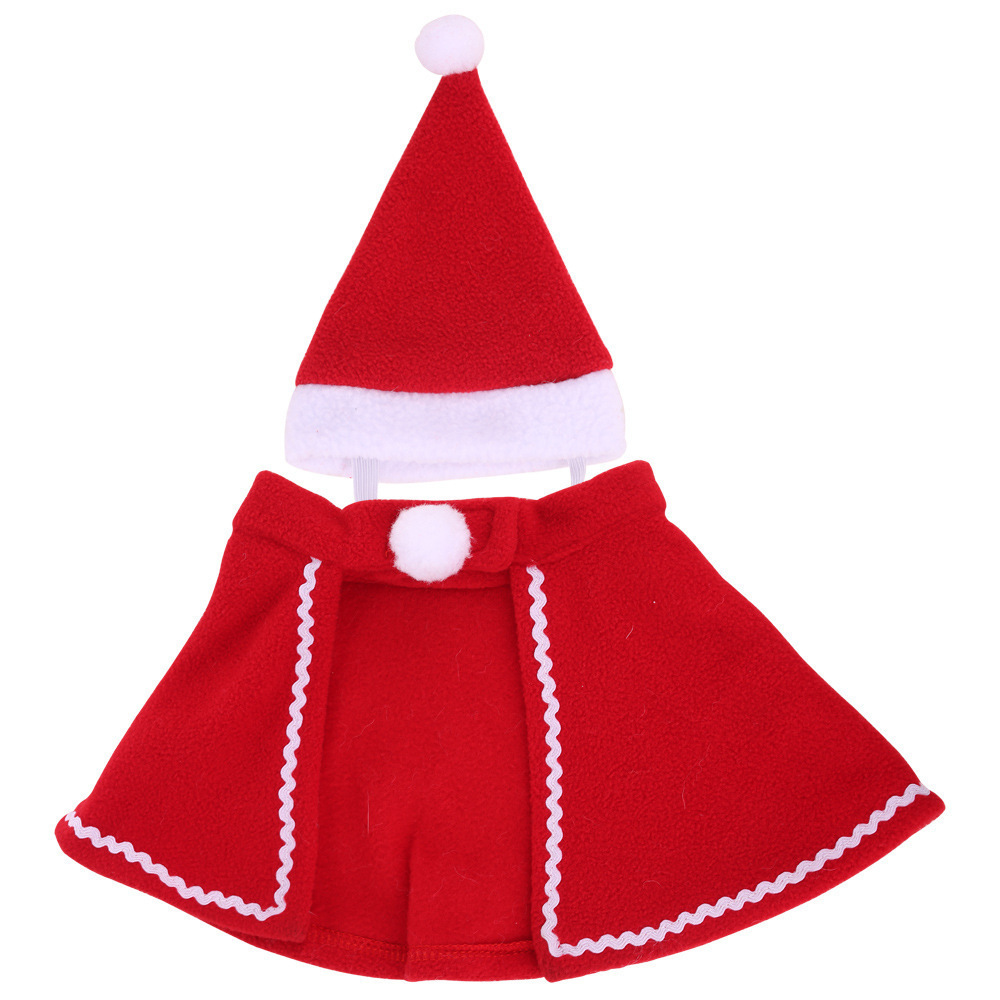 New Dog Clothes Puppy Teddy Cloak Hat Red Dress Dress up Pet Hat Cloak Set Wholesale