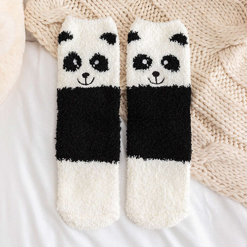 Coral Fleece Socks Women's Winter Thickened Velvet Padded Warm Floor Socks Home Sleeping Socks Cute Cartoon Plush Socks