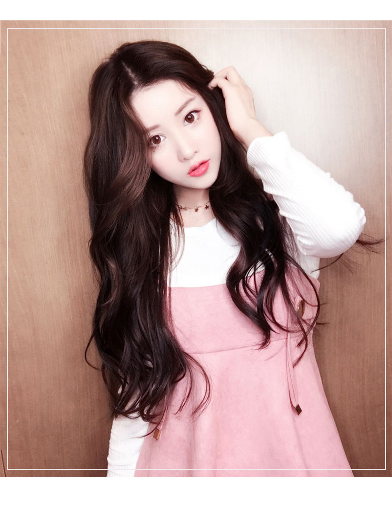 假发女长发中分大波浪长卷发自然逼真全头套式网红圆脸蓬松假发套