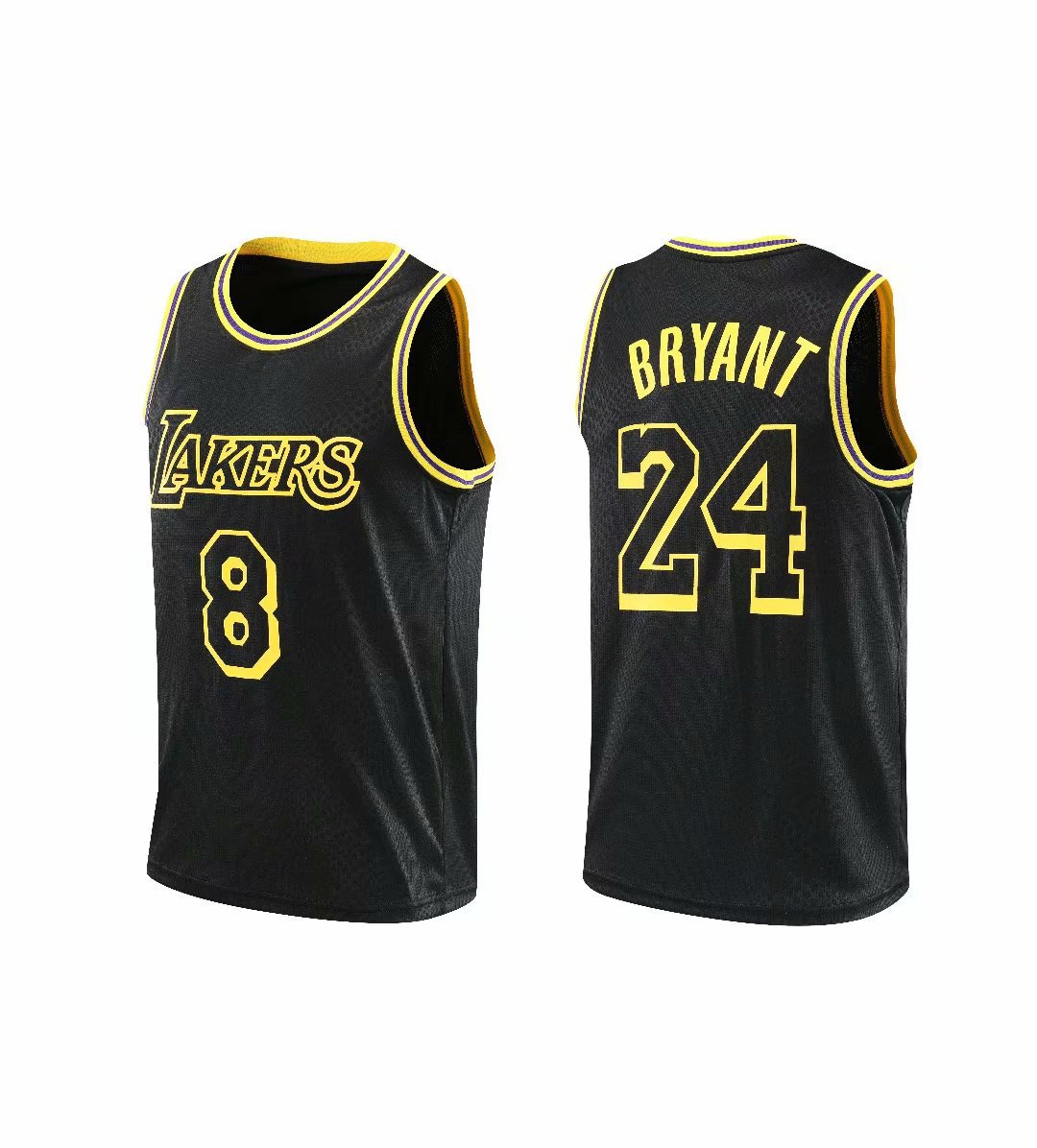厂家批发湖人队篮球服单件上衣定制科比前8后24号黑曼巴蛇纹球衣