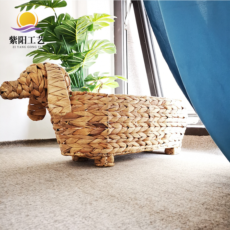 编织收纳筐藤编收纳篮动物造型杂物整理筐手工编织超市展示筐