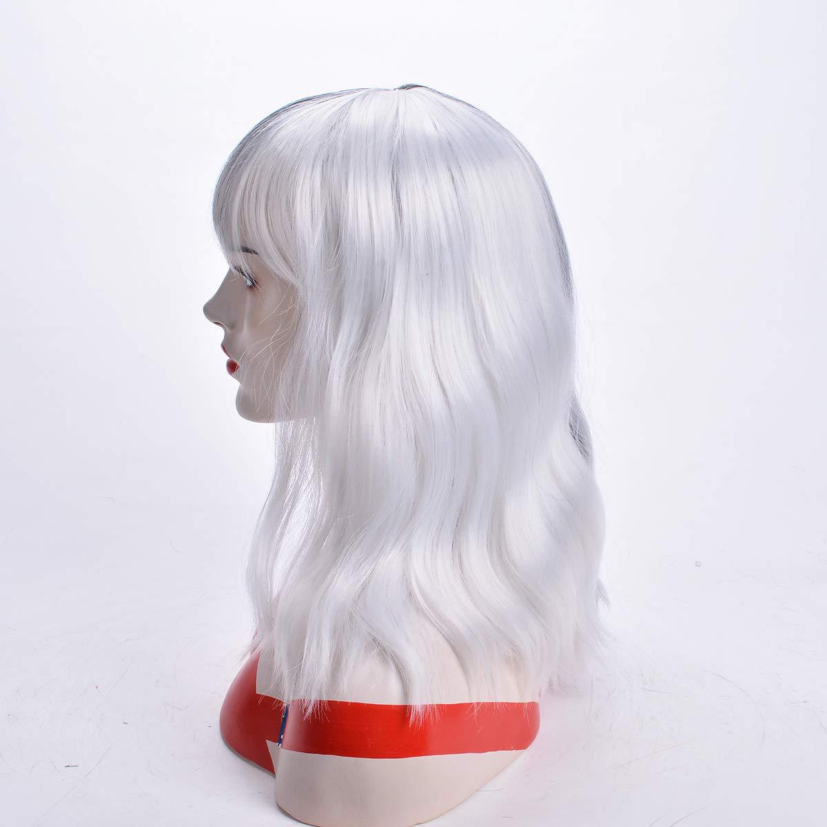 黑白阴阳假发 拼色红黑万圣节吸血鬼魔女假发鬼节假发玉米烫发套