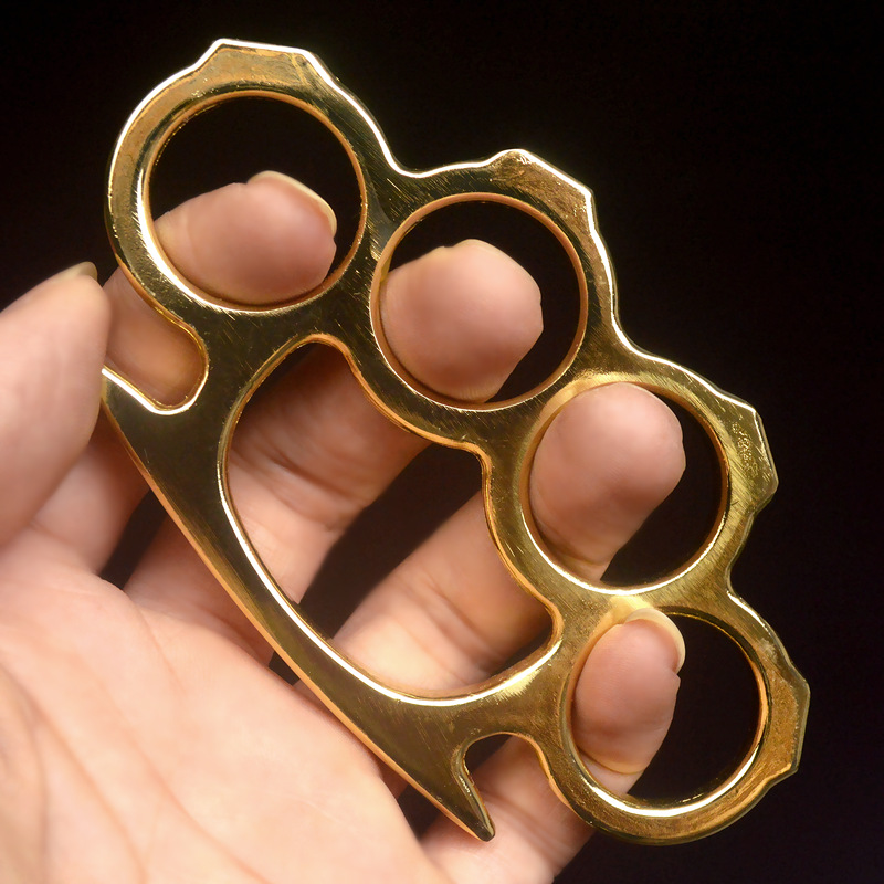 玻纤加厚金色指虎四指防身指环扣拳环戒指环自卫用品手扣手撑子