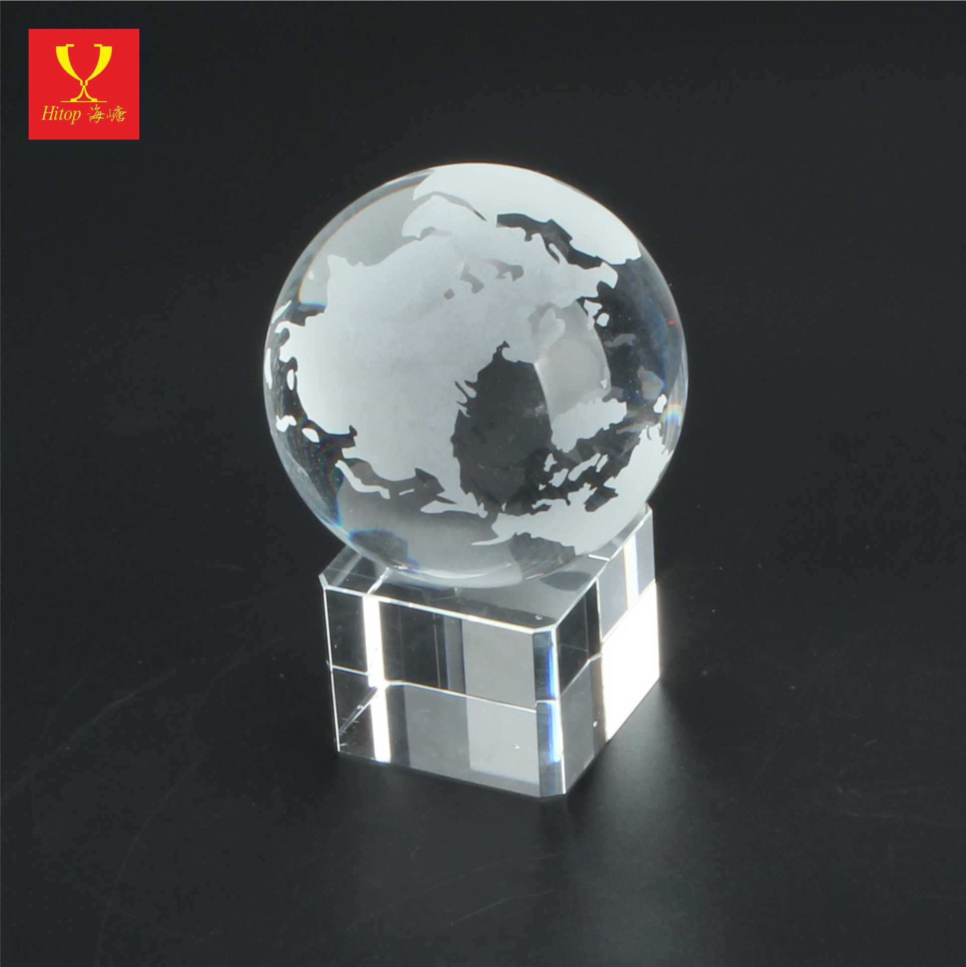 海嵣水晶球 k9水晶地球工艺品摆件 定制内雕喷砂送亲友同学纪念品