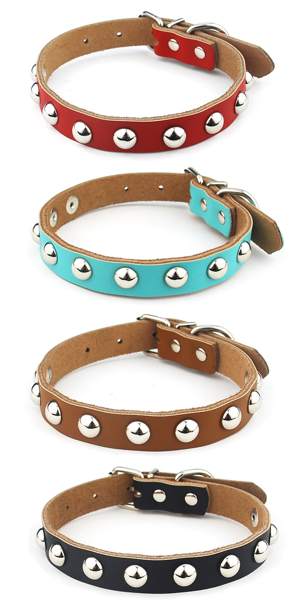 宠物皮项圈庞克风圆珠皮质颈带项圈小中大型犬用脖圈皮项圈