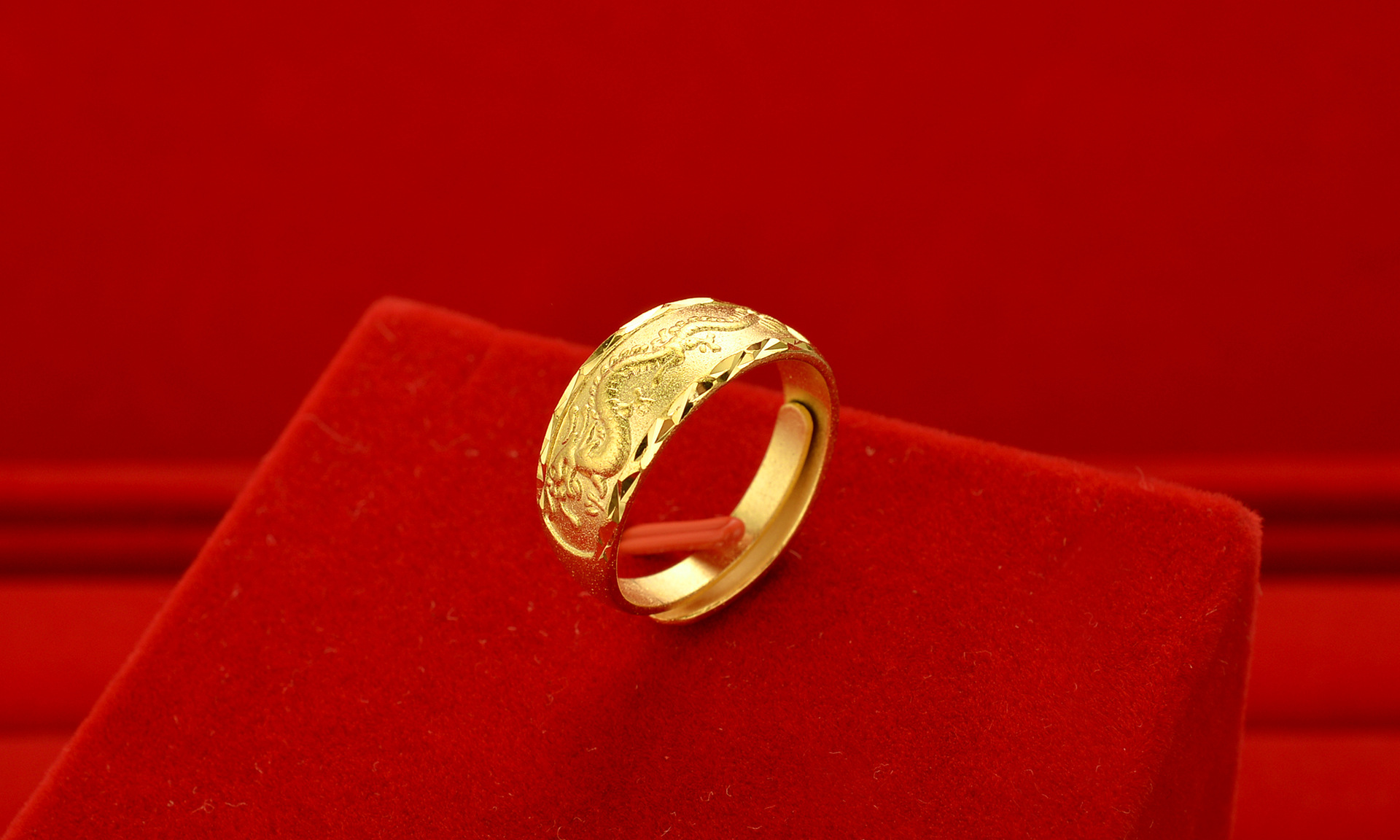 淘宝拼多多网红款 哑光古法龙凤戒指 越南沙金情侣款 批发