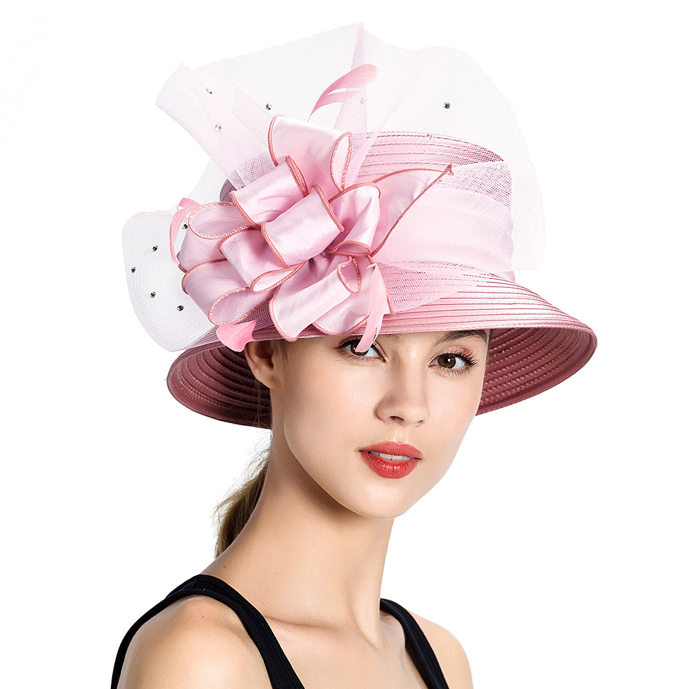 2020四季女士新款帽子教堂布条礼帽大沿帽遮阳帽防晒帽子