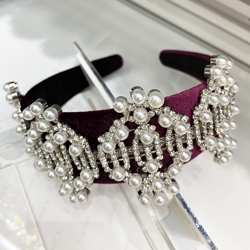 欧美巴洛克高档宫廷女士珍珠发箍镶钻时尚纯手工新娘婚礼发饰珠宝