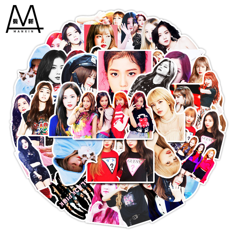 52张女团blackpink涂鸦贴纸行李箱滑板车笔记本电脑汽车手机贴纸