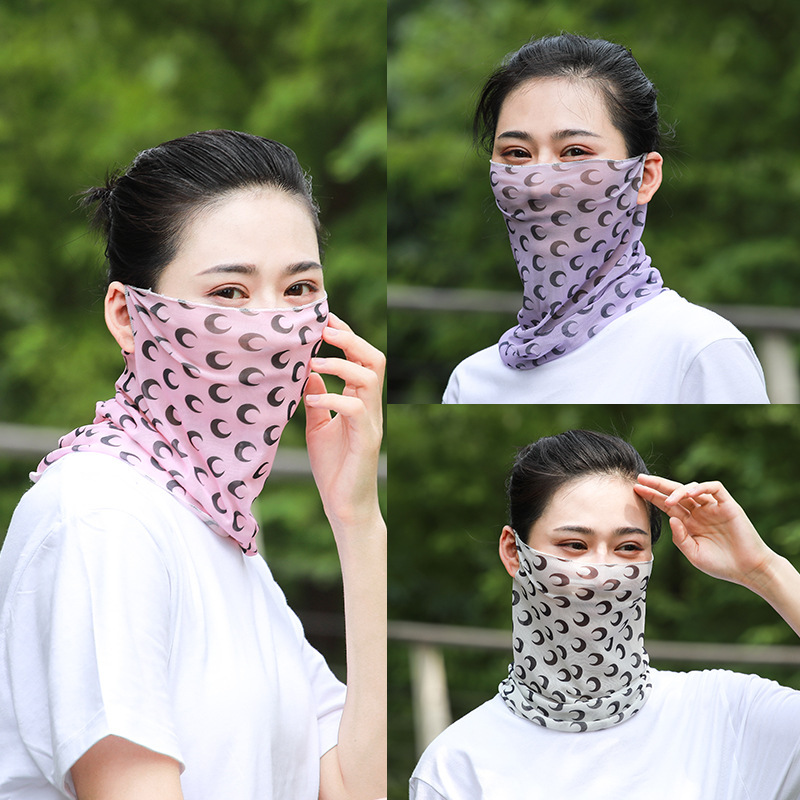 厂家直销女士夏季防晒面纱冰丝面罩花样百搭防尘遮面超薄透气口罩