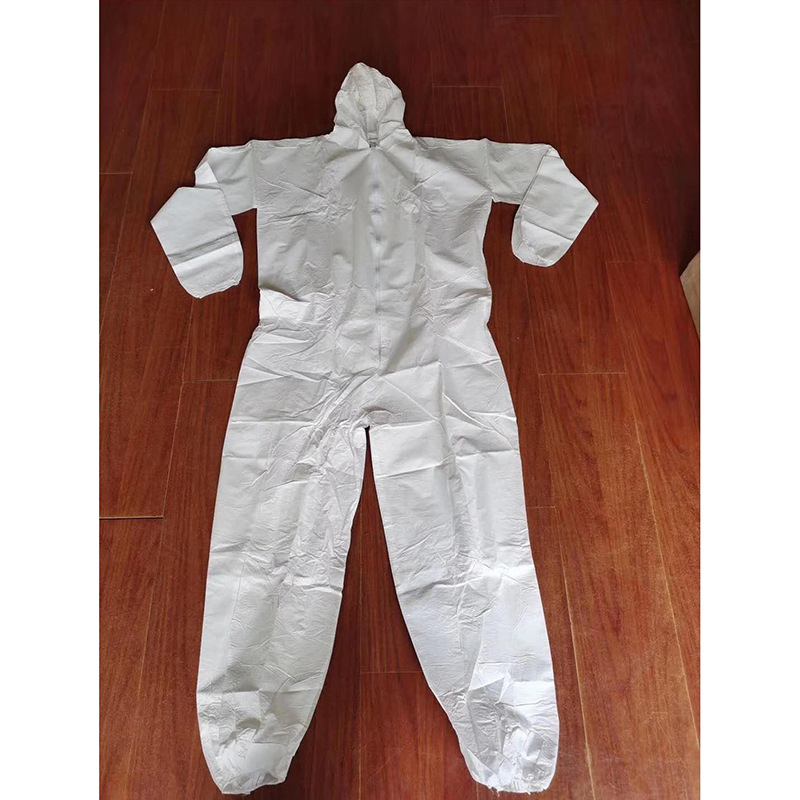 厂家直销可出口防水透气膜一次性无纺布防护服连体服带帽隔离衣