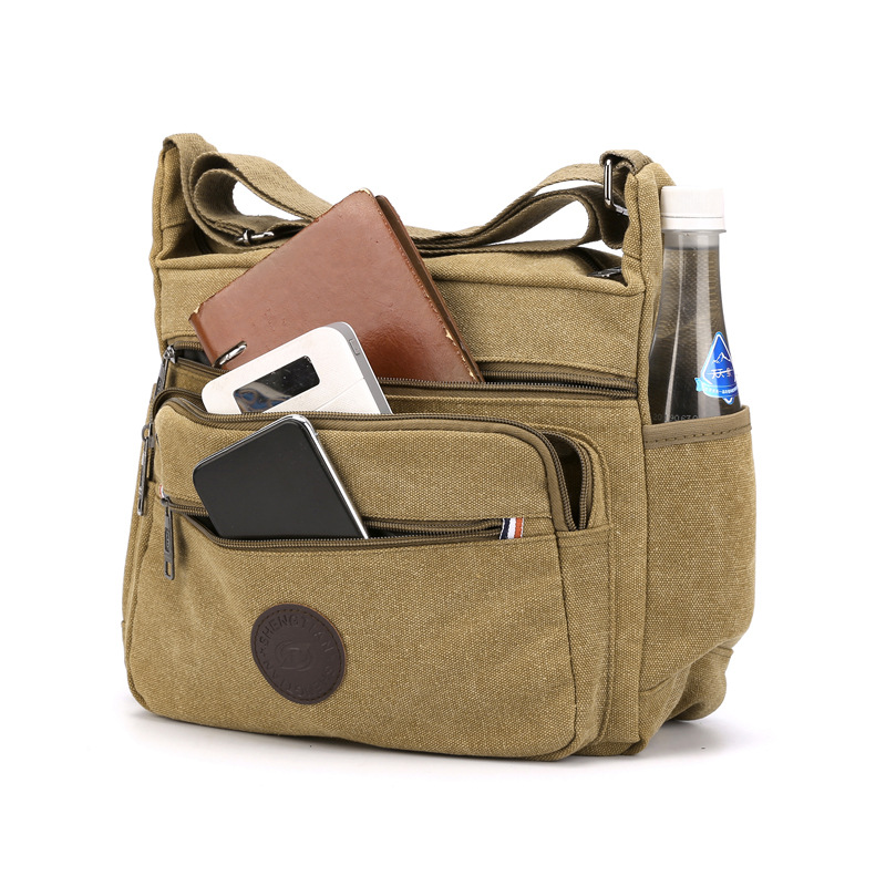 Korean Style Large Capacity Men's Canvas Shoulder Bag Men's Messenger Bag Popular Backpack Outdoor Travel Bag Wholesale