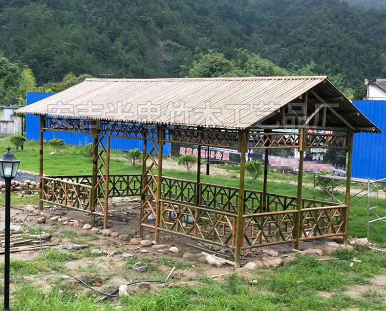 厂家直销景区四柱竹长廊竹制庭院古风凉棚户外公园亭子工程定制