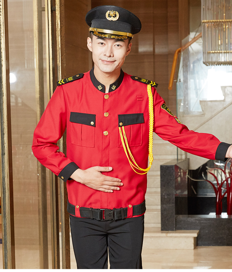 酒店迎宾门童男工作服接待泊车行李员秋冬装长袖乐队鼓号手演出服