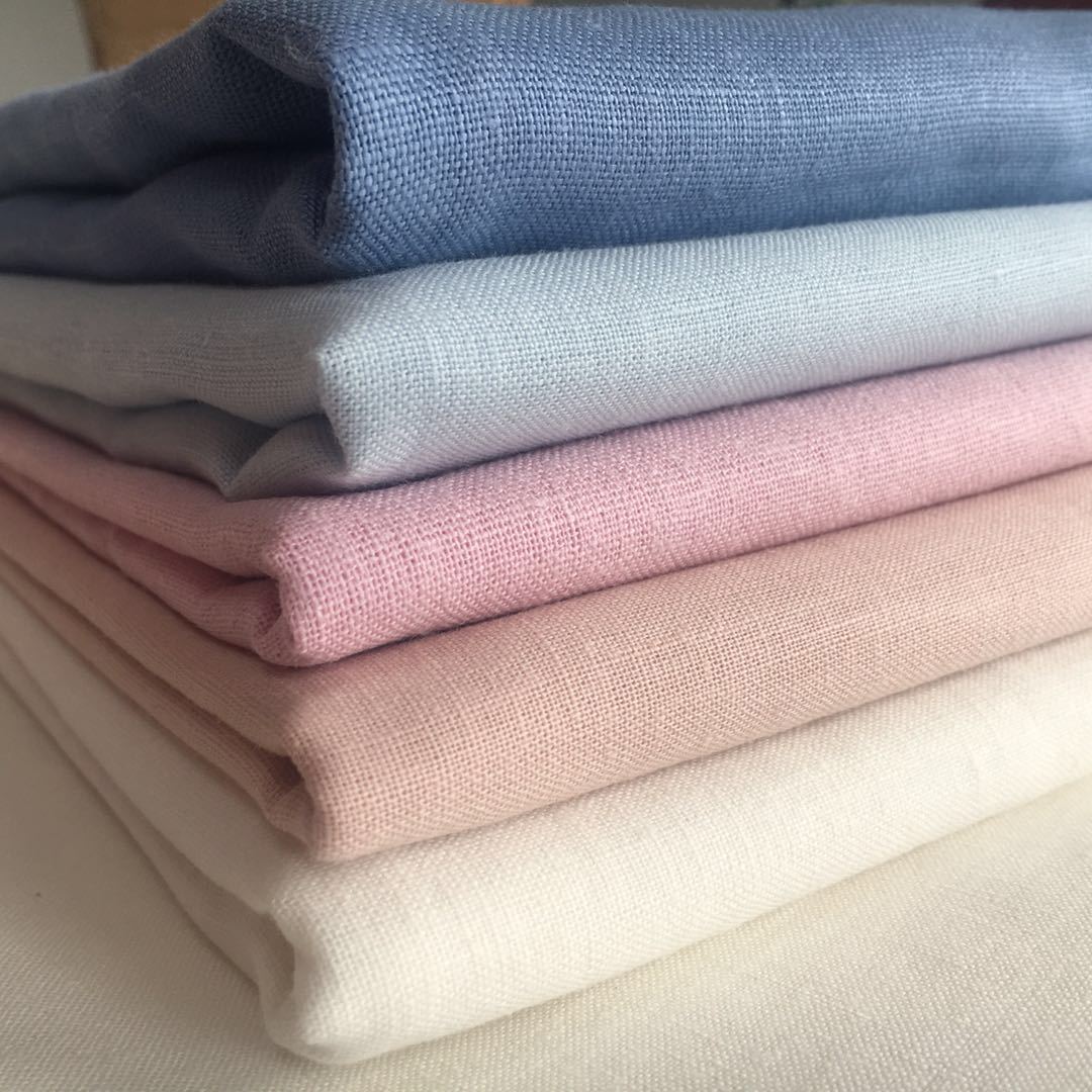 宽幅床上用品厂家供应棉麻家纺面料 棉麻纯色加厚斜纹床品布