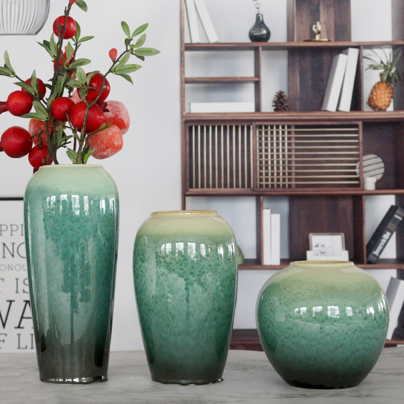 景德镇陶瓷简约中式花瓶干花插花瓷瓶现代客厅摆件玄关酒柜装饰品