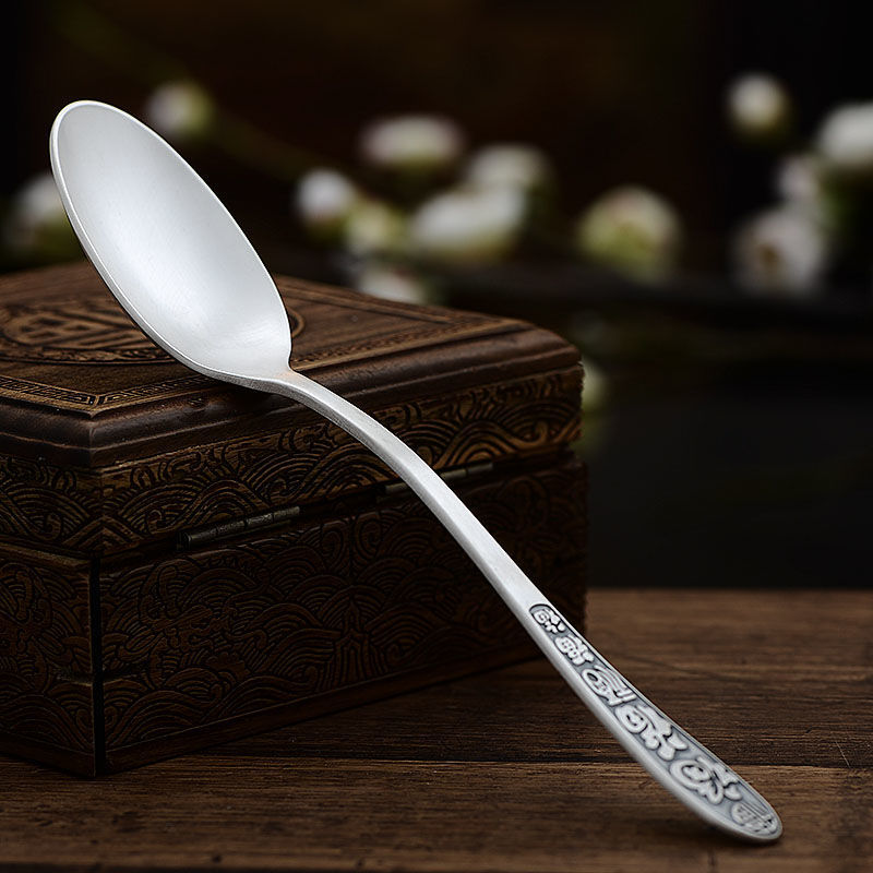 银勺子s999银调羹 银餐具送礼自用银器 约56克 六福字