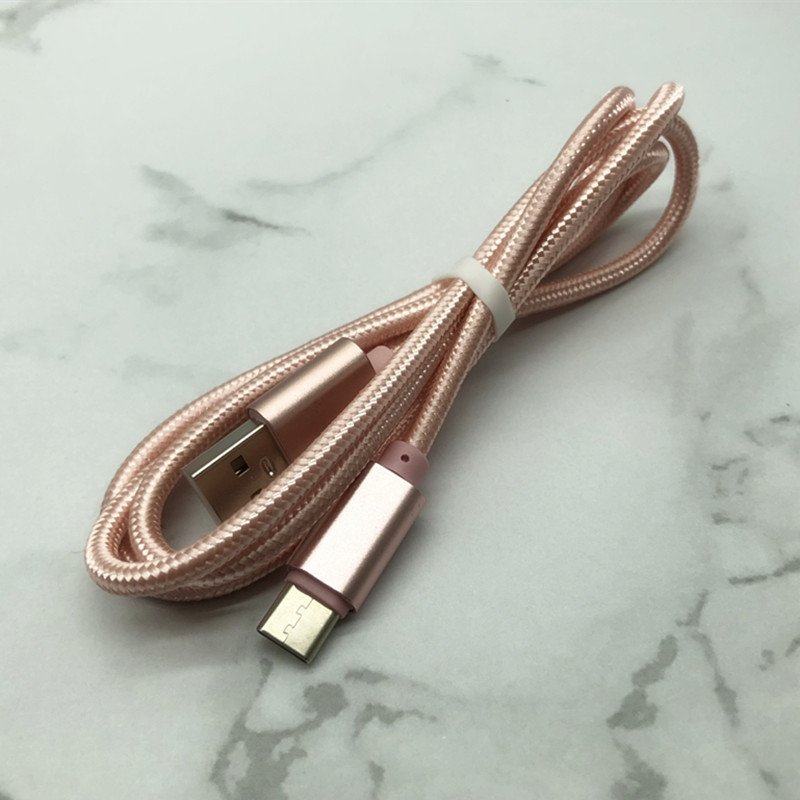 1米纯色编织数据线适用于华为苹果type 重金属充电线拼多多定制