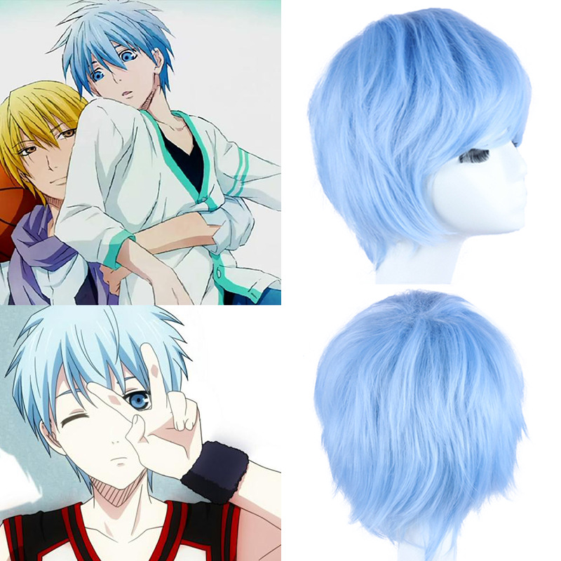 中肯假发黑子的篮球男短发 浅蓝色 造型假发 cosplay假发现货批发