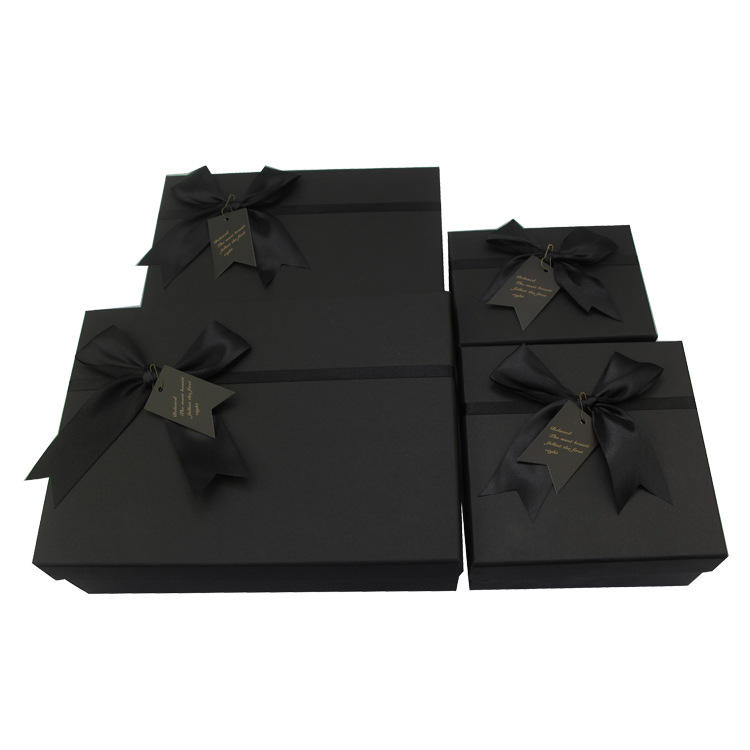礼品盒黑色蝴蝶结礼物盒大号精美包装盒天地盖口红创意礼盒包装盒
