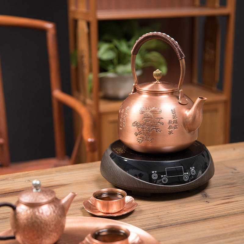 紫铜烧水壶铜茶壶大容量铜壶沏茶壶复古家用电陶炉烧水套装