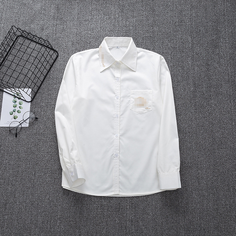 jk制服月下鹤刺绣jk黑白短袖长袖衬衫女学生学院风日系校供班服