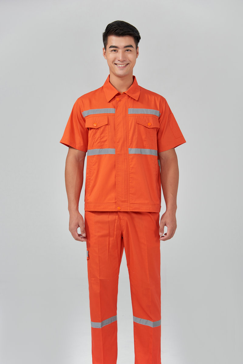 反光条工作服长短袖套装 清洁环卫车间汽修工作服 劳保服定制