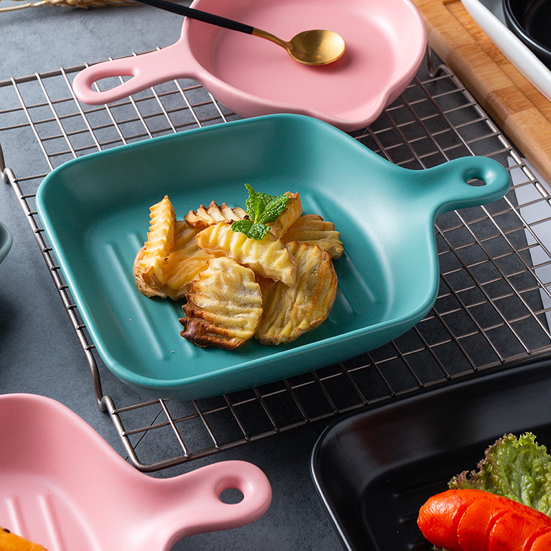 北欧饭盘烤箱盘烘烤盘子家用创意陶瓷盘烧烤盘烘培盘深盘平盘餐具