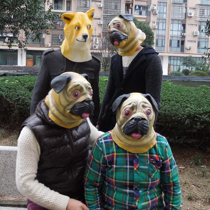 万圣节神烦狗面具黄狗头套面具忠犬八公沙皮狗狗头宠物狗面具