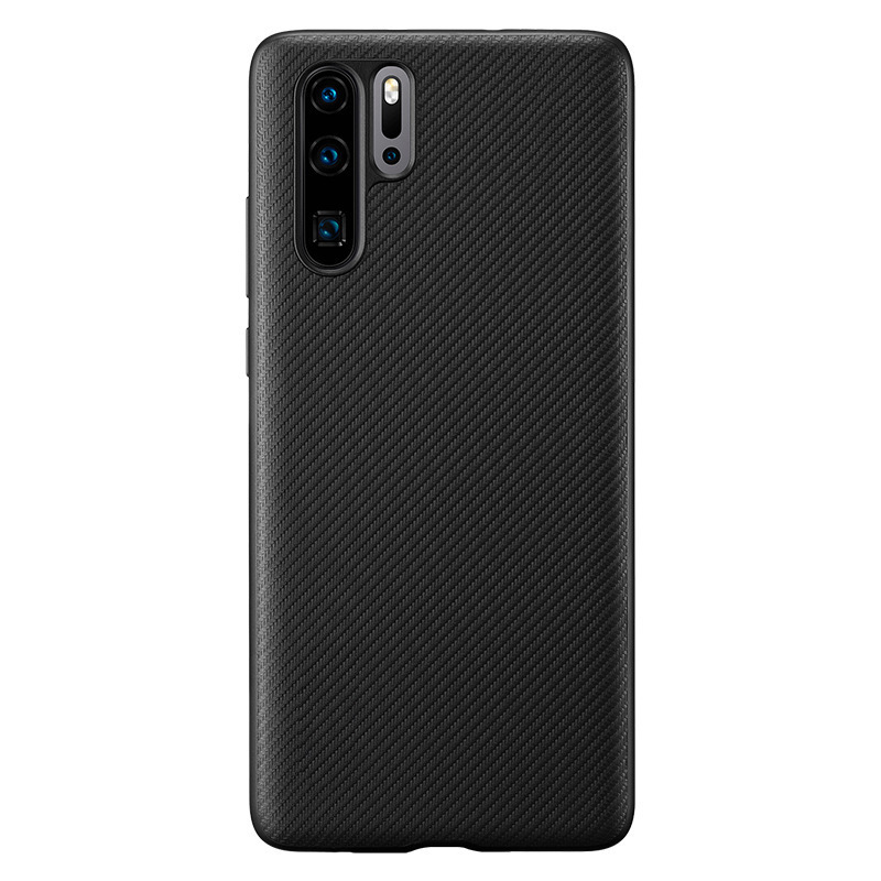 适用华为p30原装皮革保护壳pro官方麻布纹手机壳碳纤维全包保