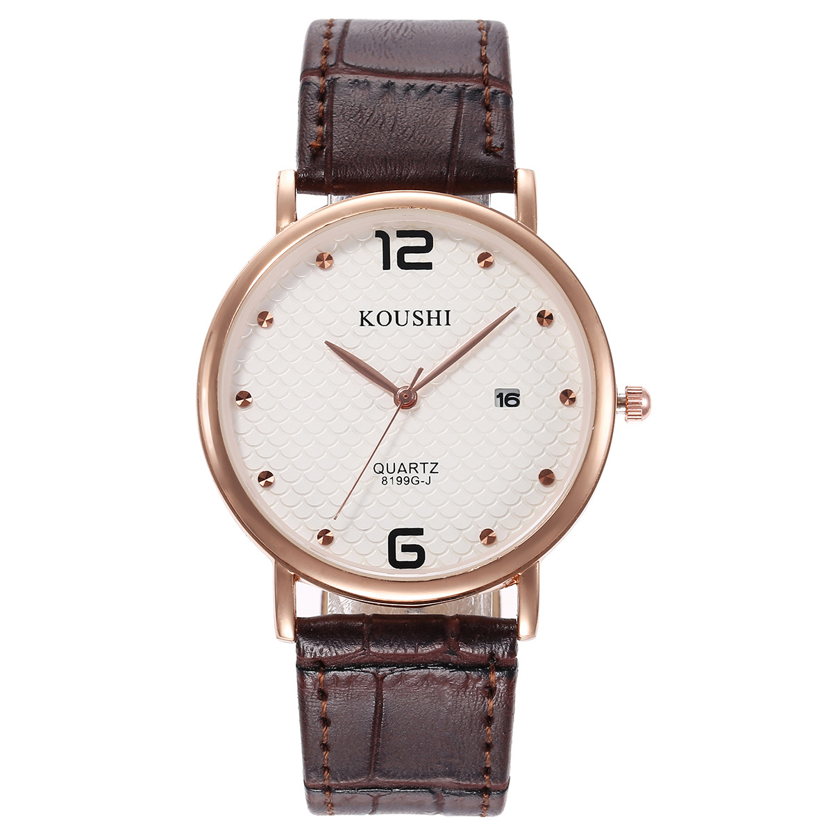 时尚潮流商务日历皮带石英手表加海洋手链(2pcs/set)