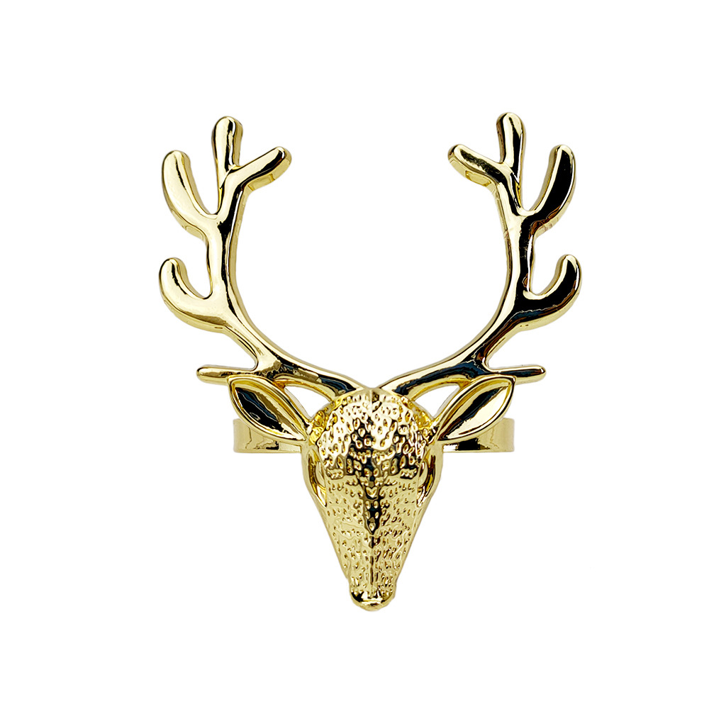 圣诞系列公鹿头餐巾圈锌合金餐扣 亚马逊等跨境餐巾环 厂家直销