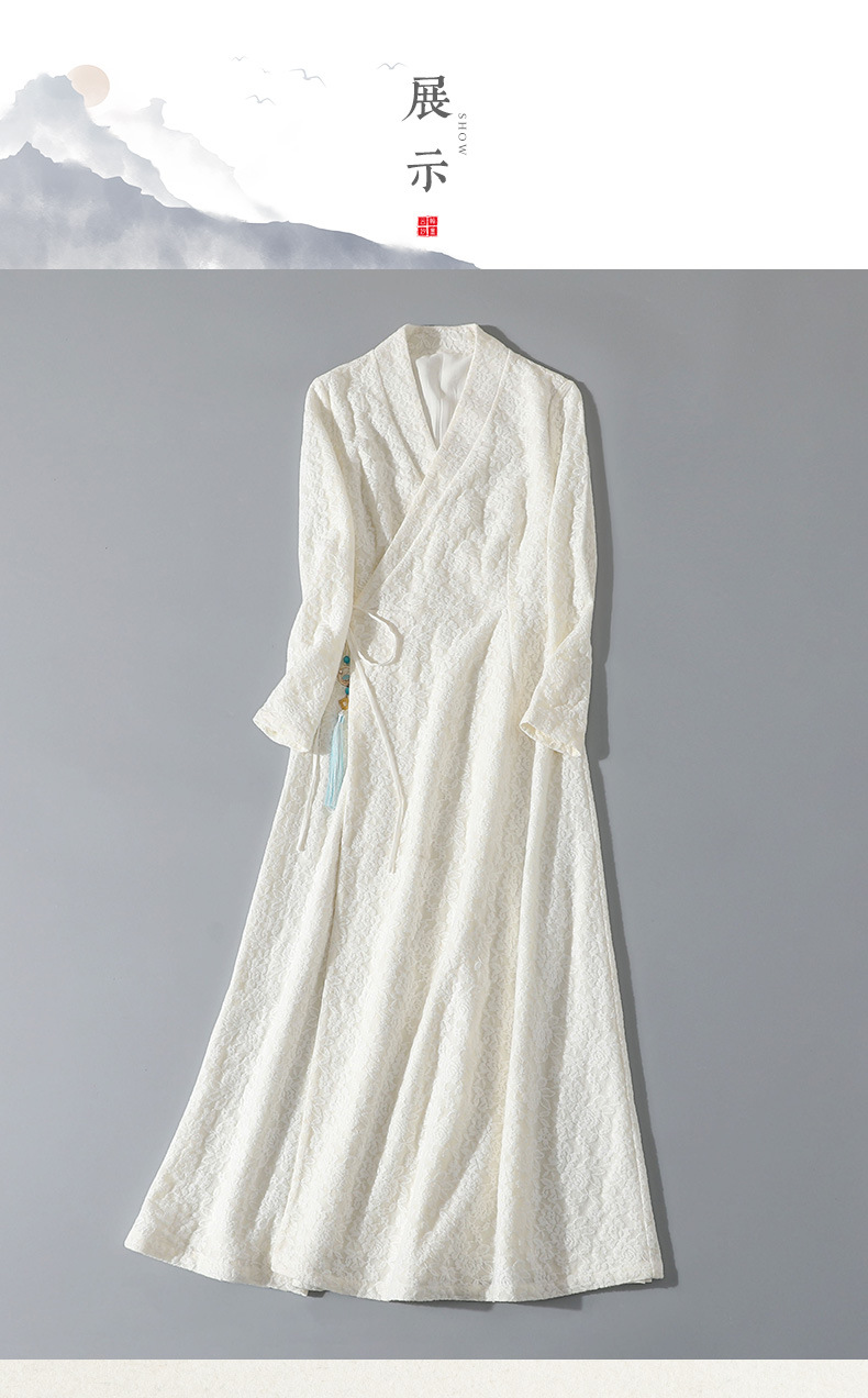 婵茶赋新款中式复古改良汉服交领羊毛衫修身款连衣裙禅茶服女装