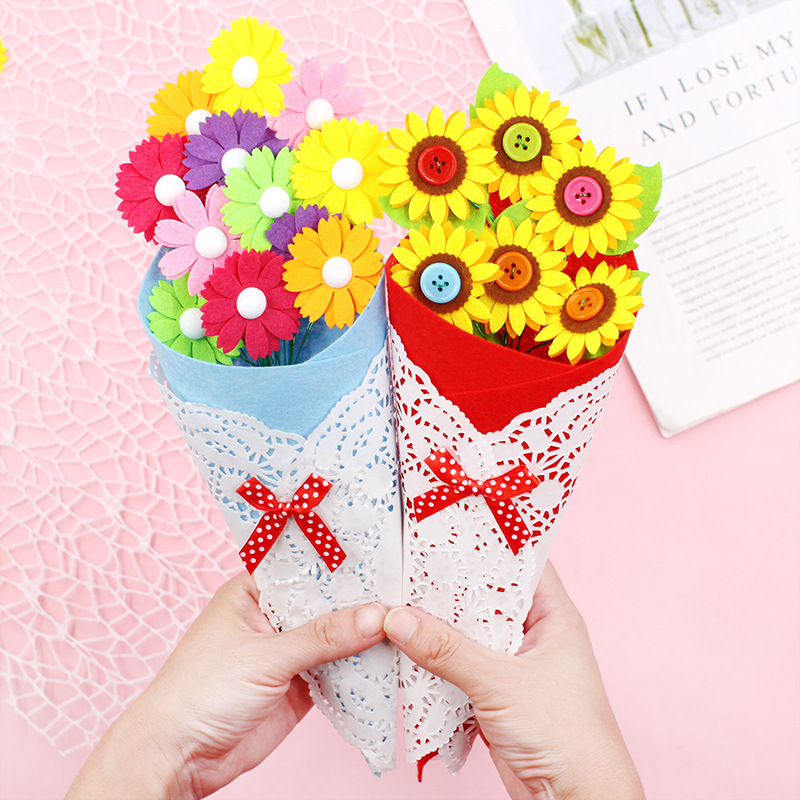 diy纽扣花束手捧花母亲节儿童益智创意礼物玩具幼儿园手工材料包