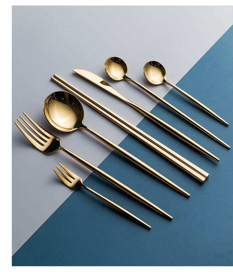 不锈钢西餐刀叉勺套装葡萄牙镀金牛排餐具酒店礼品餐具套装批发