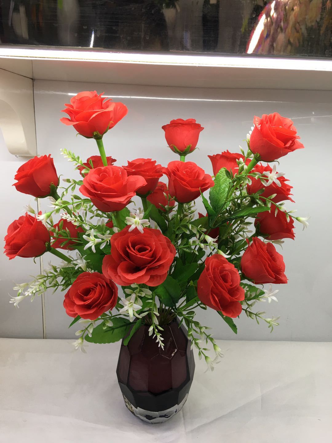 工厂批发家居装饰婚礼手捧把束玫瑰10头步步高升玫瑰仿真露水玫瑰