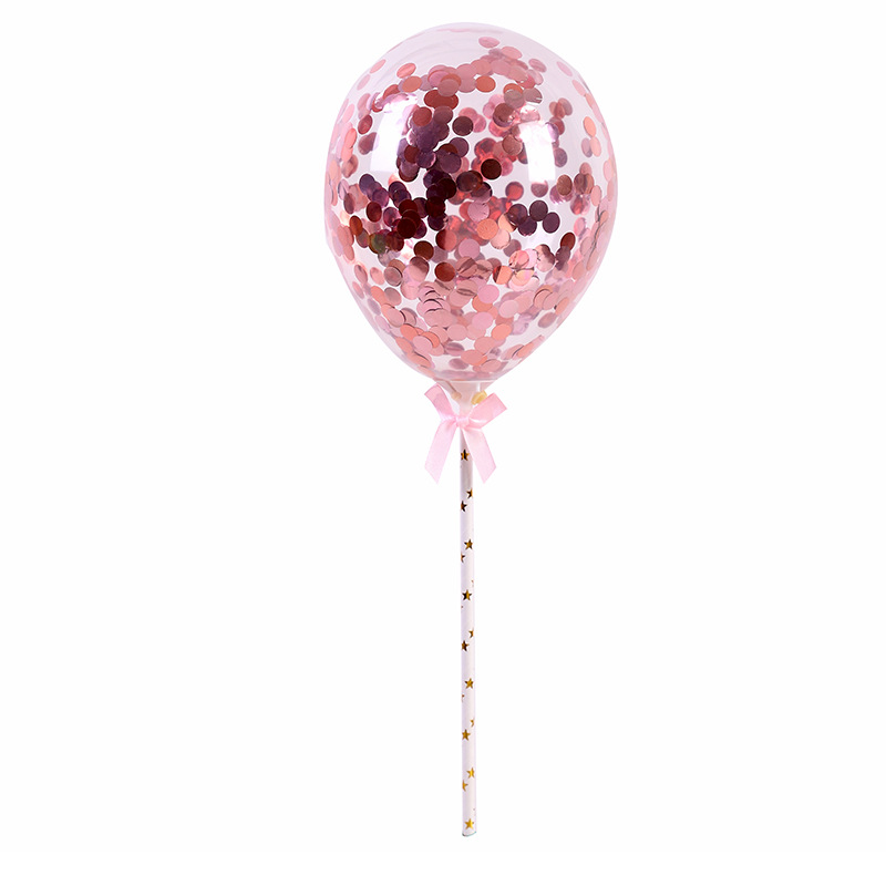 Birthday Cake Decorative Sequins Balloon Internet Celebrity 5-Inch Transparent Paper Scrap Balloon Party Cake Baking Supplies Plug-in