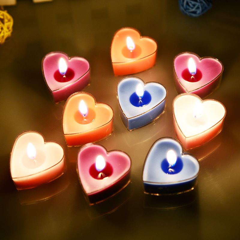 Creative Plastic Heart-Shaped Aromatherapy Candle Romantic Birthday Candle Incense Love Lover Candlelight Dinner Candle Wholesale