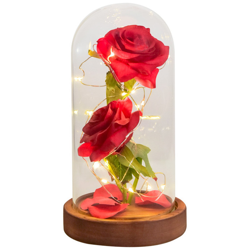 情人节创意礼品透明玻璃罩玫瑰花欧式摆件创意diy工艺品外贸批发