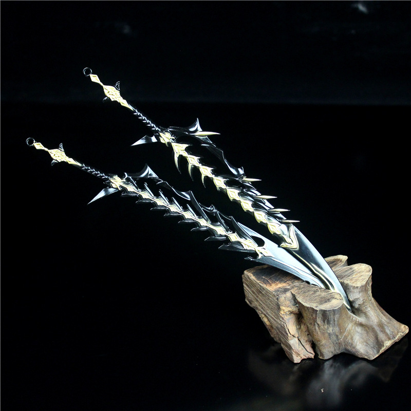 橙武凌云阁无芒 双剑双刀合金武器带流苏22cm